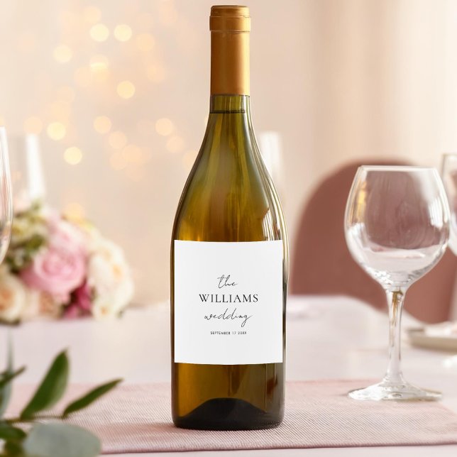 Elegante Script Calligraphy Wedding Weinetikett (Von Creator hochgeladen)