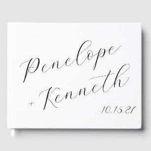 Elegante Script Calligraphy White Wedding Custom Gästebuch