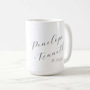 Elegante Script Calligraphy White Wedding Custom Kaffeetasse