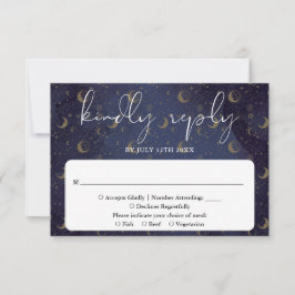 Elegante Script Celestial Mystical Wedding RSVP Karte