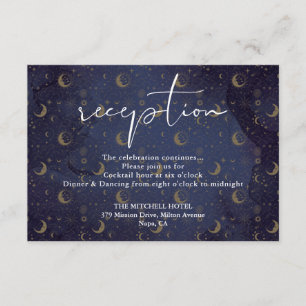 Elegante Script Celestial Wedding Reception Begleitkarte