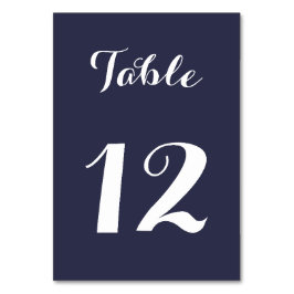 Elegante Script Chic Blue White Bride Wedding Part Tischnummer