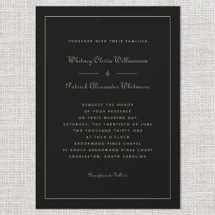 Elegante Script Classic Black Gold Feierliche Hoch Einladung