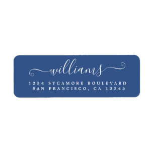Elegante Script Classic Blue Family Rücksendeadres