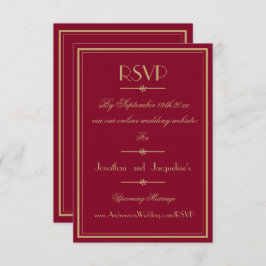 Elegante Script Classic Chic Burgundy Wedding RSVP Karte