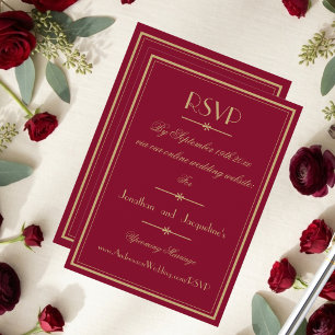 Elegante Script Classic Chic Burgundy Wedding RSVP Karte