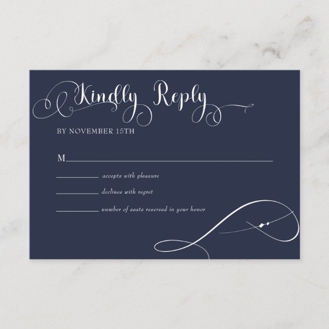 Elegante Script Classic Wedding Antwort Begleitkarte (Vorderseite)