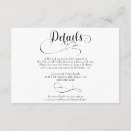 Elegante Script Classic Wedding Details Begleitkarte