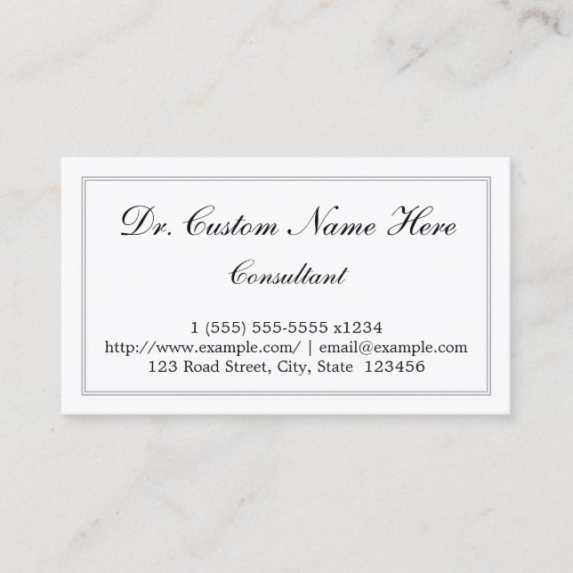 Elegante, Script Consultant Business Card Visitenkarte (Vorderseite)