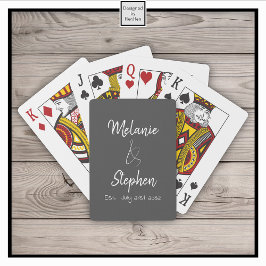 Elegante Script Couple Names Date Typogray Spielkarten