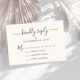 Elegante Script Cream Wedding RSVP Karte