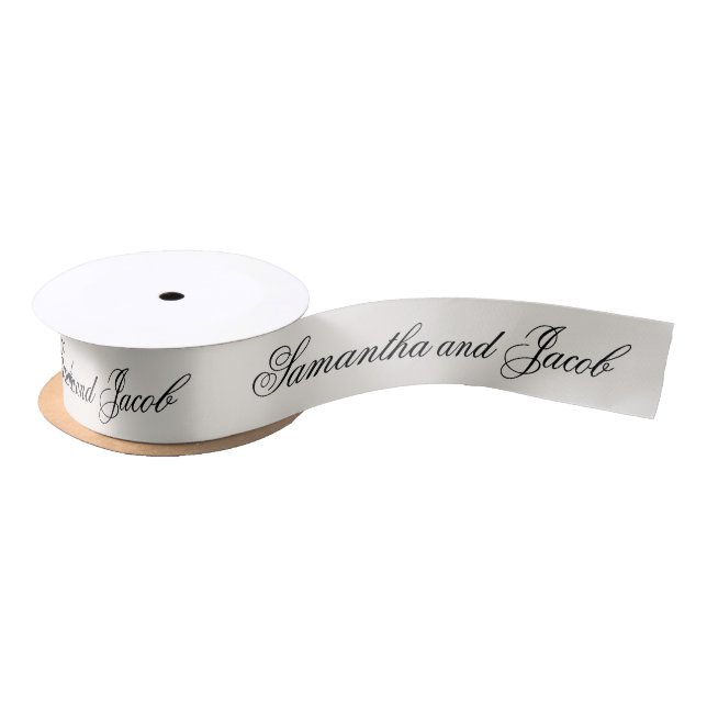 Elegante Script Cream Wedding Satinband (Spule)