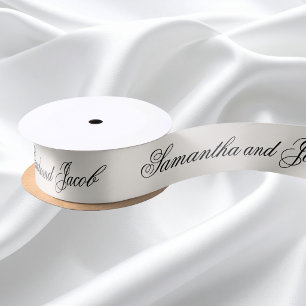 Elegante Script Cream Wedding Satinband