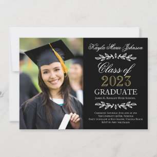 Elegante Script Custom Colors Abschluss Foto Card Ankündigung