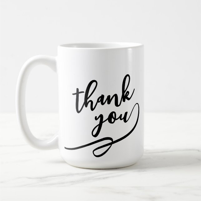 Elegante Script-Dankeschön-Geschenktasse Kaffeetasse (Links)