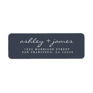 Elegante Script Dark Blue Wedding Rücksendeadresse