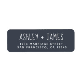 Elegante Script Dark Blue Wedding Rücksendeadresse