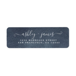 Elegante Script Dark Blue Wedding Rücksendeadresse