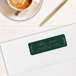 Elegante Script Dark Green Wedding Rücksendeadress