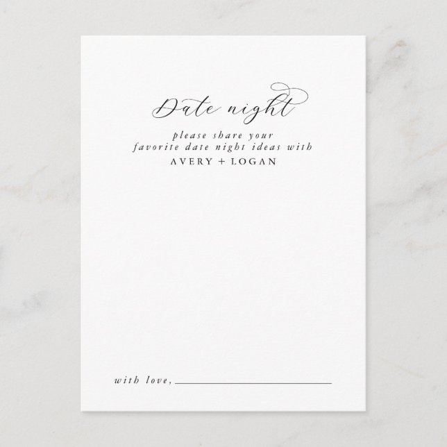 Elegante Script Date Night Advice Card Hinweiskarte (Vorderseite)