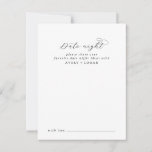 Elegante Script Date Night Advice Card Hinweiskarte<br><div class="desc">Diese eleganten Drehbuchkarten sind die perfekte Wahl für einen Hochzeitsempfang oder ein Brautparty. Das minimalistische Schwarz-Weiß-Design besticht durch extravagante romantische Typografie mit modernem Glam-Stil. Anpassbar in jeder Farbe. Behalt das Design minimal und elegant, wie es ist, oder personalisiere es durch Hinzufügen von eigenen Grafiken und Kunstwerken. Personalisieren Sie diese Karten...</div>