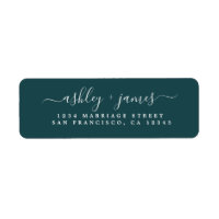 Elegante Script Deep Aquamarin Wedding Rücksendead