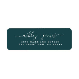 Elegante Script Deep Aquamarin Wedding Rücksendead