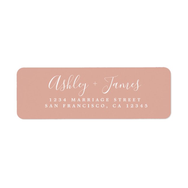 Elegante Script Dusty Pink Wedding Rücksendeadress (Vorne)