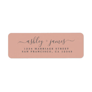 Elegante Script Dusty Pink Wedding Rücksendeadress