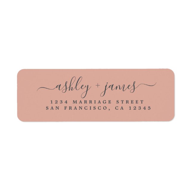 Elegante Script Dusty Pink Wedding Rücksendeadress (Vorne)