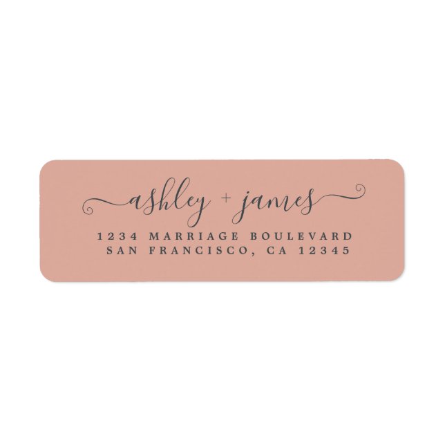 Elegante Script Dusty Pink Wedding Rücksendeadress (Vorne)
