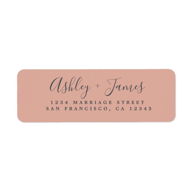 Elegante Script Dusty Pink Wedding Rücksendeadress (Vorne)
