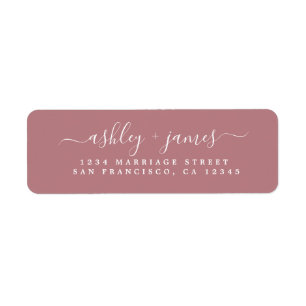 Elegante Script Dusty Rose Wedding Rücksendeadress