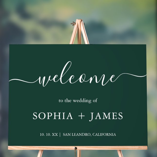 Elegante Script Emerald Green Minimalistisch Weddi Acrylschild (Neutral)