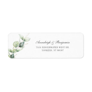 Elegante Script Eucalyptus Wedding Rücksendeadress