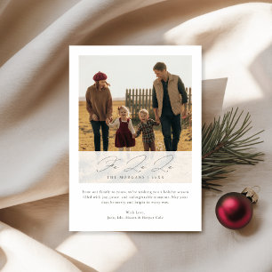 Elegante Script Fa La La Weihnachtsfamilienfoto Feiertagskarte