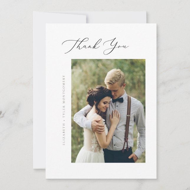 Elegante Script Flat Dankeschön Karte (Vorderseite)