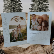 Elegante Script Foil Arch Foto Family Holiday Card
