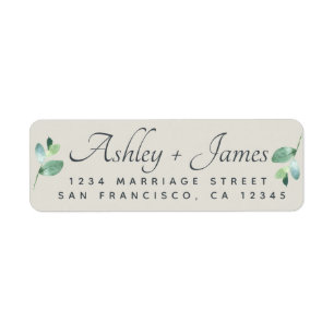 Elegante Script Foliage Wedding Rücksendeadresse