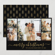 Elegante Script Foto Collage Weihnachtskarte