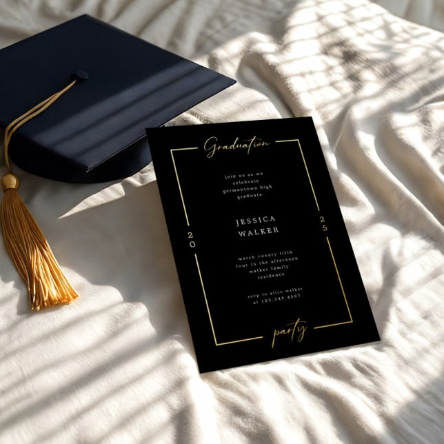 Elegante Script Foto Foil Graduation Party Folieneinladung (Von Creator hochgeladen)