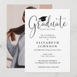 Elegante Script Foto Graduation Party Einladung