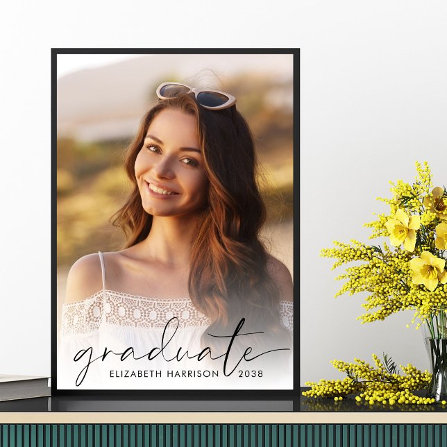 Elegante Script Foto Graduation Party Poster (Von Creator hochgeladen)