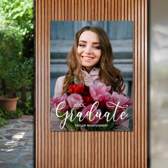 Elegante Script Foto Graduation Party Poster (Elegant Script Photo Graduation Party Poster - PRINTED and/or INSTANT DOWNLOAD)