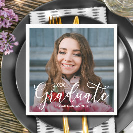Elegante Script Foto Graduation Party Serviette