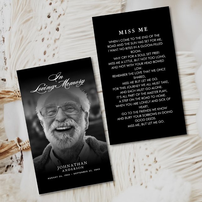 Elegante Script & Foto Love Memory Prayer Card (Von Creator hochgeladen)