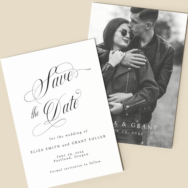 Elegante Script-Foto-Save the Date-Karte Einladung (Von Creator hochgeladen)