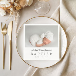 Elegante Script-Foto-Taufe Serviette