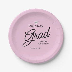 Elegante Script Glückwunschs Grad Graduation Party Pappteller