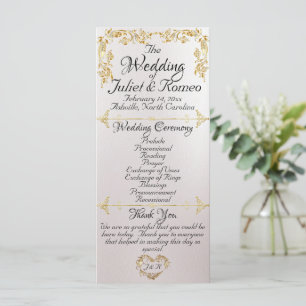 Elegante Script & Gold Blätter - Pearl White Weddi Programm